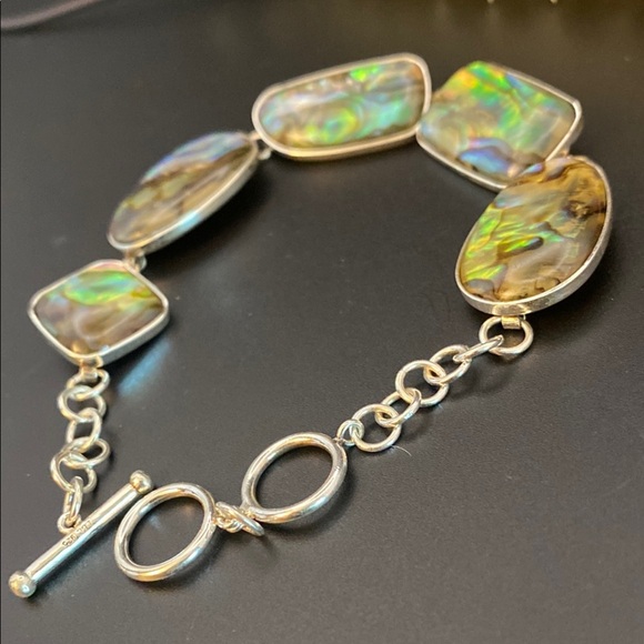 Lucas Lameth 925 Sterling Silver Abalone Shell Bracelet - Picture 4 of 5